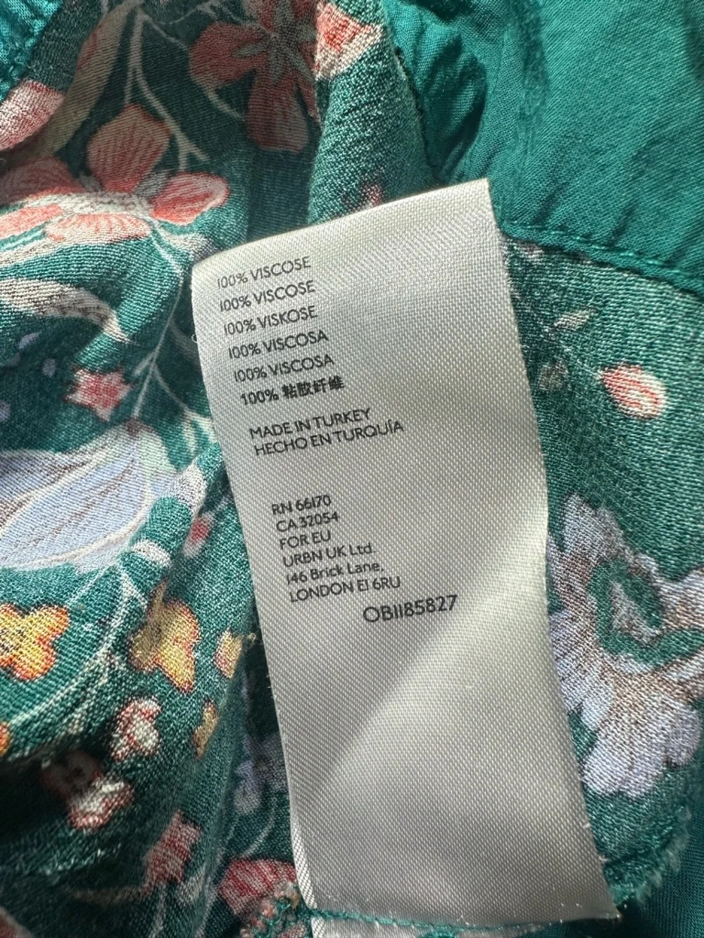 Anthropologie Floral Teal V-Neck Short Sleeve Women's Summer Mini Dress size XS - Picture 4 of 7
